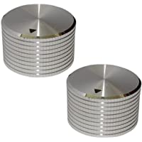 AERZETIX: 2 x botón para potenciómetro de Eje Lisa 6mm Ø25x15mm Color Plata de Aluminio